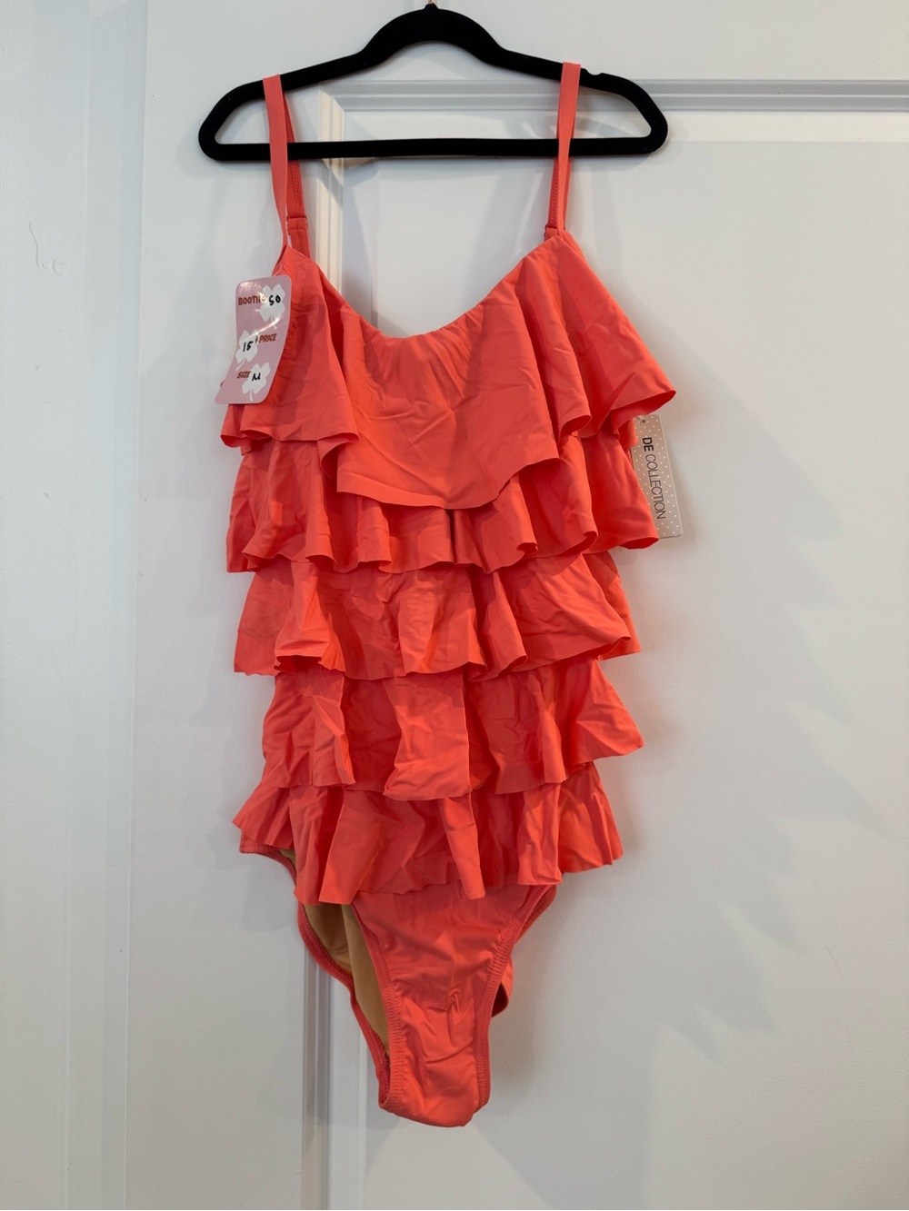 DownEast Coral Ruffle One-Piece Swimsuit